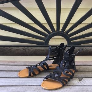 Black gladiator style sandals